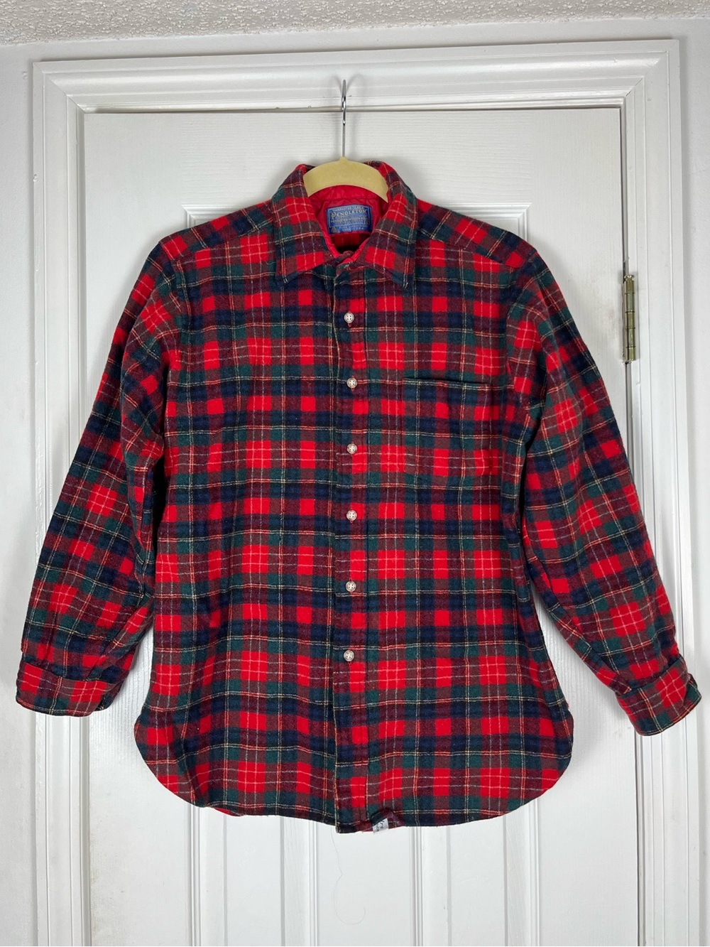 Vintage USA Pendleton Virgin Wool Christie Tartan Plaid Button Up Shirt Sz L